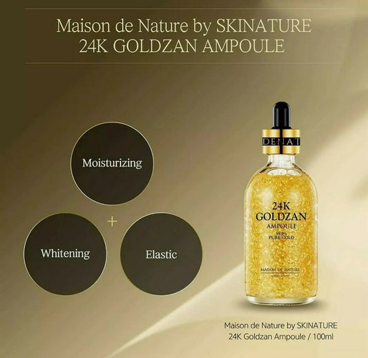 24K Goldzan Facial Serum Ampoule Pure Gold 99.9% Made in Korea.